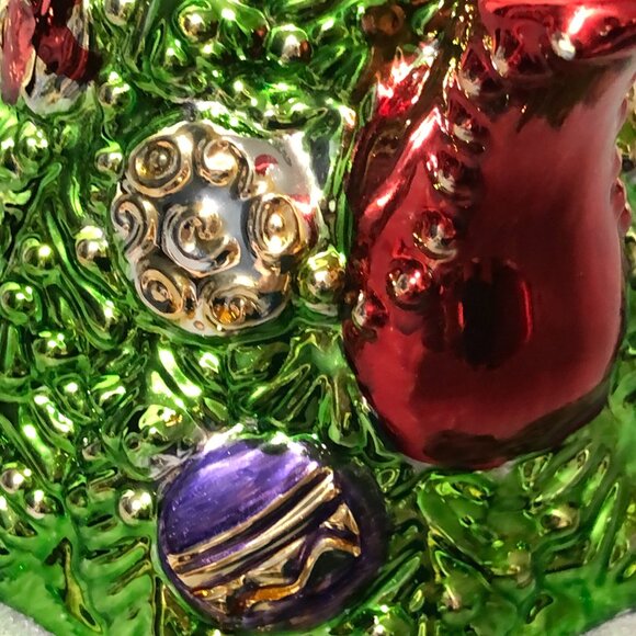 Ceramic Christmas Tree Teapot Hand Painted Metallic Glazed 1998 By Allure Home - Picture 11 of 16